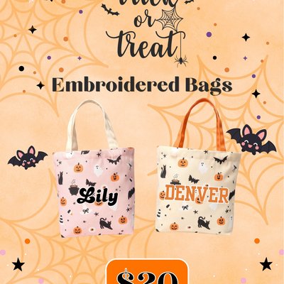 Trick Or Treat Embroidered Bag 