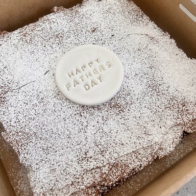 Brownie Slab with Icing Sugar