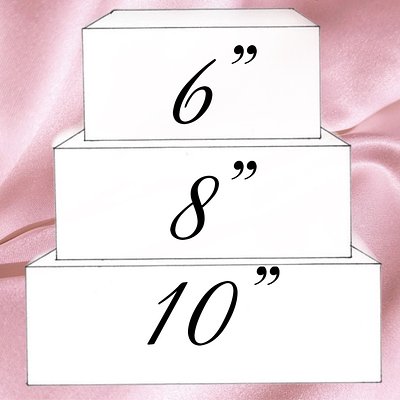 6”, 8” & 10” Square Cakes (3 Layers Each Tier) 50-2x2 Pieces 