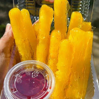 Candied Pineapple Fries with Dipping Sauce 