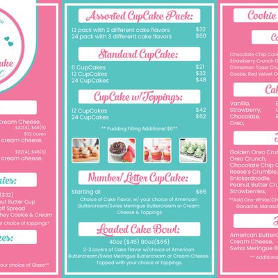 Chell’s CupCake Boutique Menu 