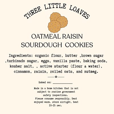 Sourdough Brown Butter, Oatmeal Raisin Cookies 4pack