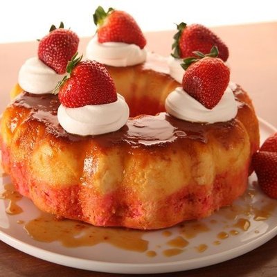 Strawberry Flan Cake