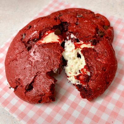 Cheesecake Stuffed Red Velvet Cookies - 3