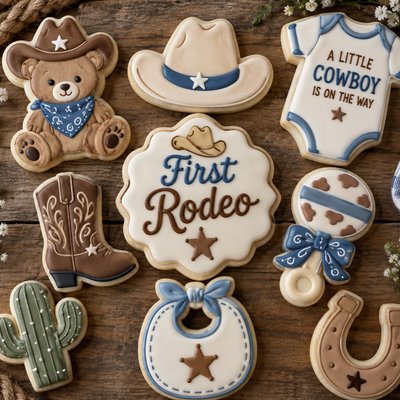 1 Cow Boys First Birthday Sugar Cookie