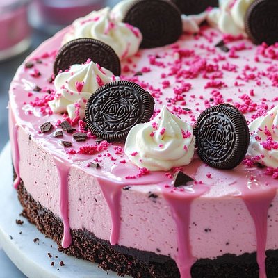 Pink Oreo Cheesecake