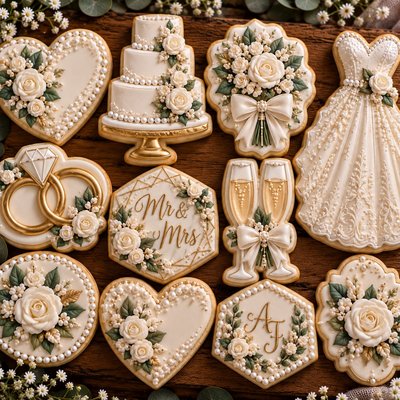Extra Large Pearls Celebration Wedding cookies