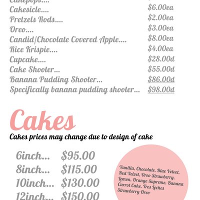 Desserts Menu