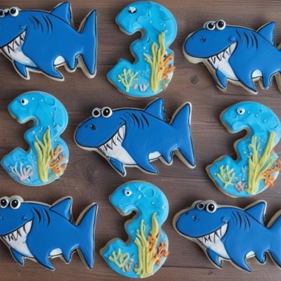 Shark Number, Birthday Sugar Cookie