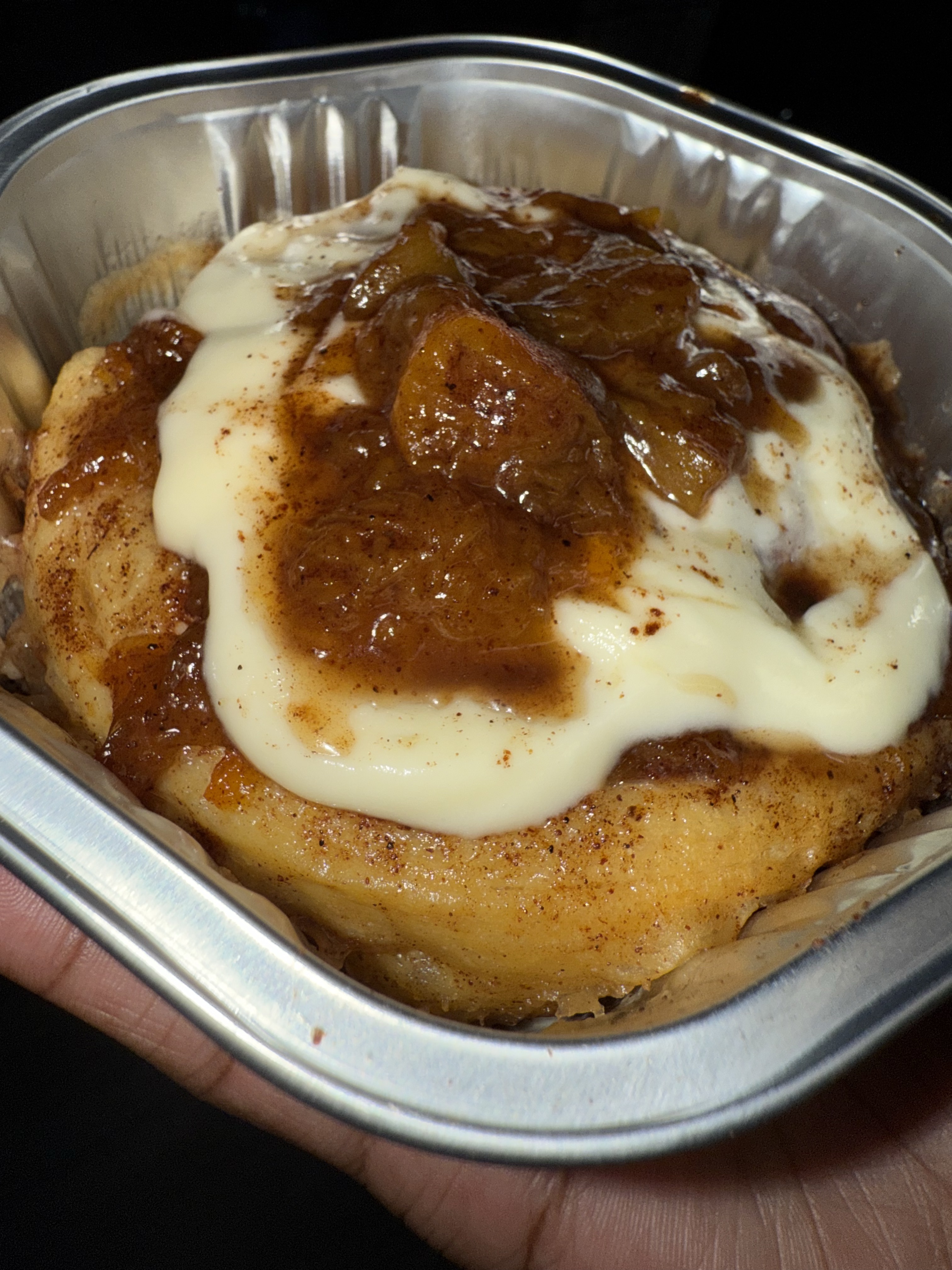 Peach Cobbler Stuffed Cinnamon Rolls