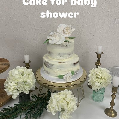 Cake -  Vanilla Cake - 2 Tier - 2 Layer 8 Inch - 2 Layer 6 Inch - Vanilla Buttercream 