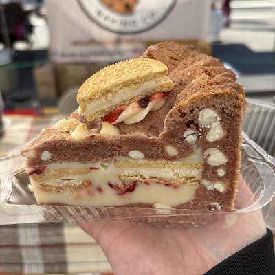 White Chocolate Strawberry Cookie Pie Slice