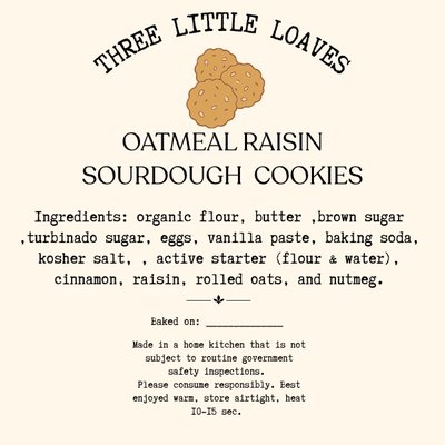 Sourdough Brown Butter, Oatmeal Raisin Cookies 4pack