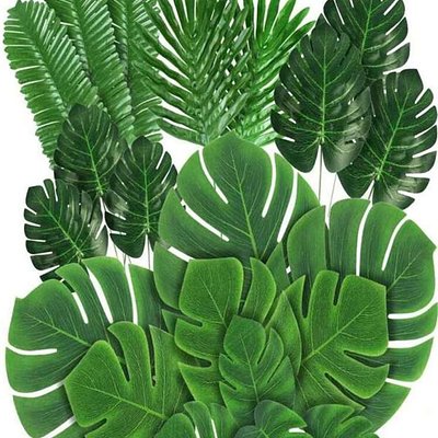 32pcs Polyester Artificial Monestral Palm Leaf 