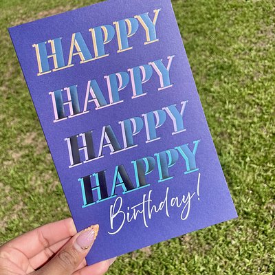 Purple Happy Birthday Card