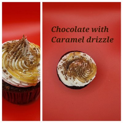 Chocolate W Caramel Drizzle Cupcake 