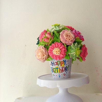 Pink Bright Pot Cupcake Bouquet 
