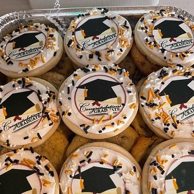 Small Chocolate Cookie Tray 6 Decorated Cookies 