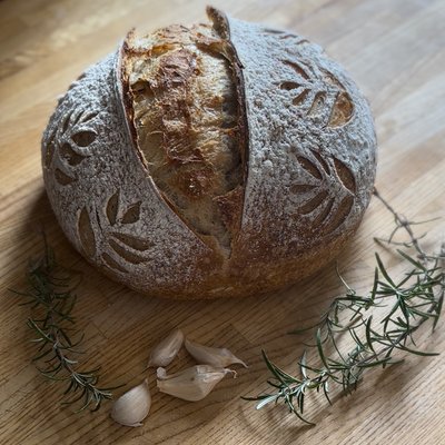 Garlic Rosemary Sourdough Boule