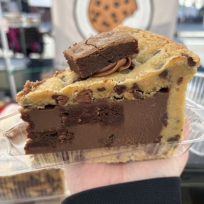 Chocolate Brownie Cookie Pie Slice