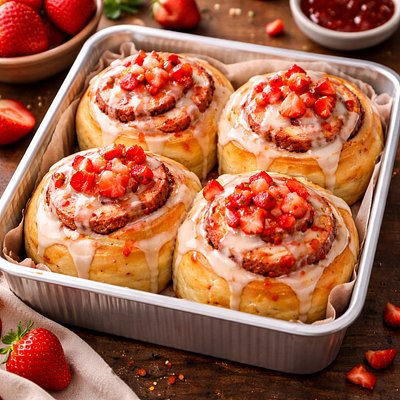 Sourdough Strawberry Cinnamon Rolls 