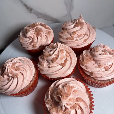 Strawberry Cupcakes W/ Cream Cheese Frosting 