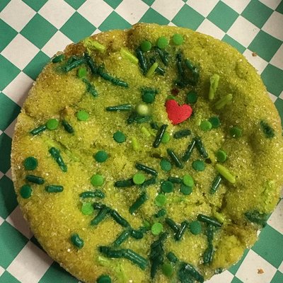 Grinch Cookie (White Chocolate + Salted Caramel Filled)