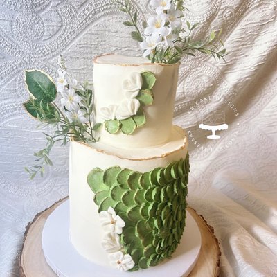 Custom Two Tier Cake Tall Bottom Tier  (25+Servings)