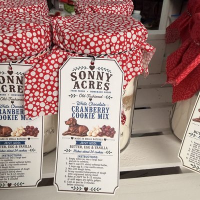 Sonny Acres Mason Jar White Chocolate Cranberry Cookie Mix Kit