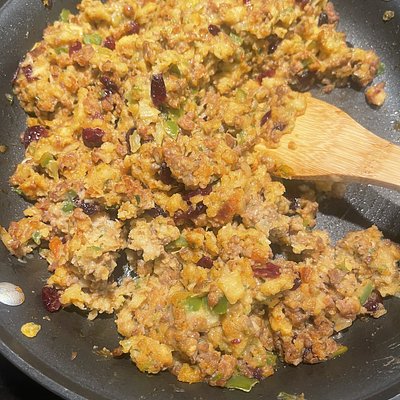 9x13 Savory Turkey Sausage Stuffing With Cranberry