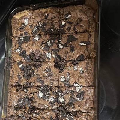 Pan of slutty brownies 