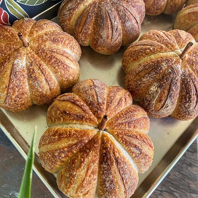 Pumpkin Shaped Sourdough Bread