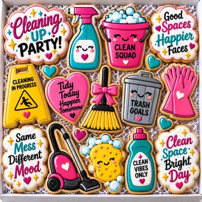 Cleaning Up Party Theme Cookie Set