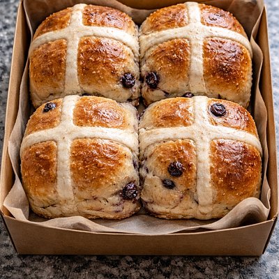 Blueberry Lemon Sourdough Hot Cross Buns 4ct 