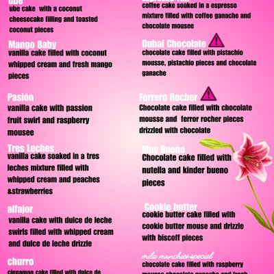 Luxury Cake Menu 