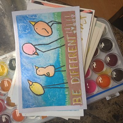  Watercolor Postcard Be Different 