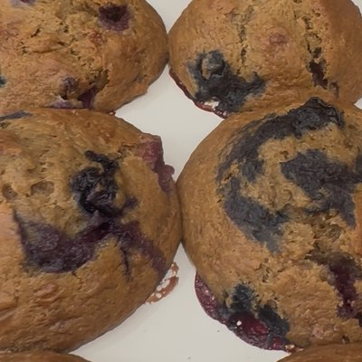 Banana Blueberry Lemon Zest Sourdough Muffins