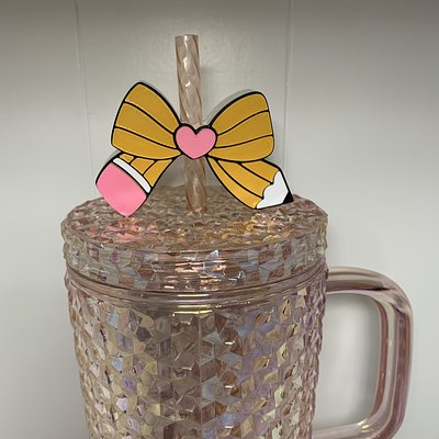 Pencil Bow Straw Topper