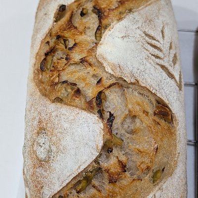 Roasted Garlic & Olive Sourdough Loaf