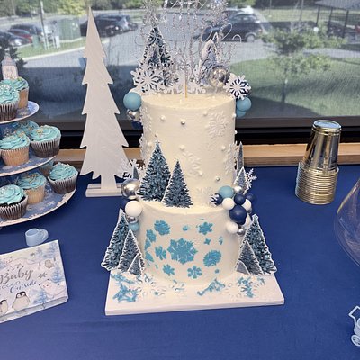 Two Tier Baby Shower Cake 8”& 6” 40 serving