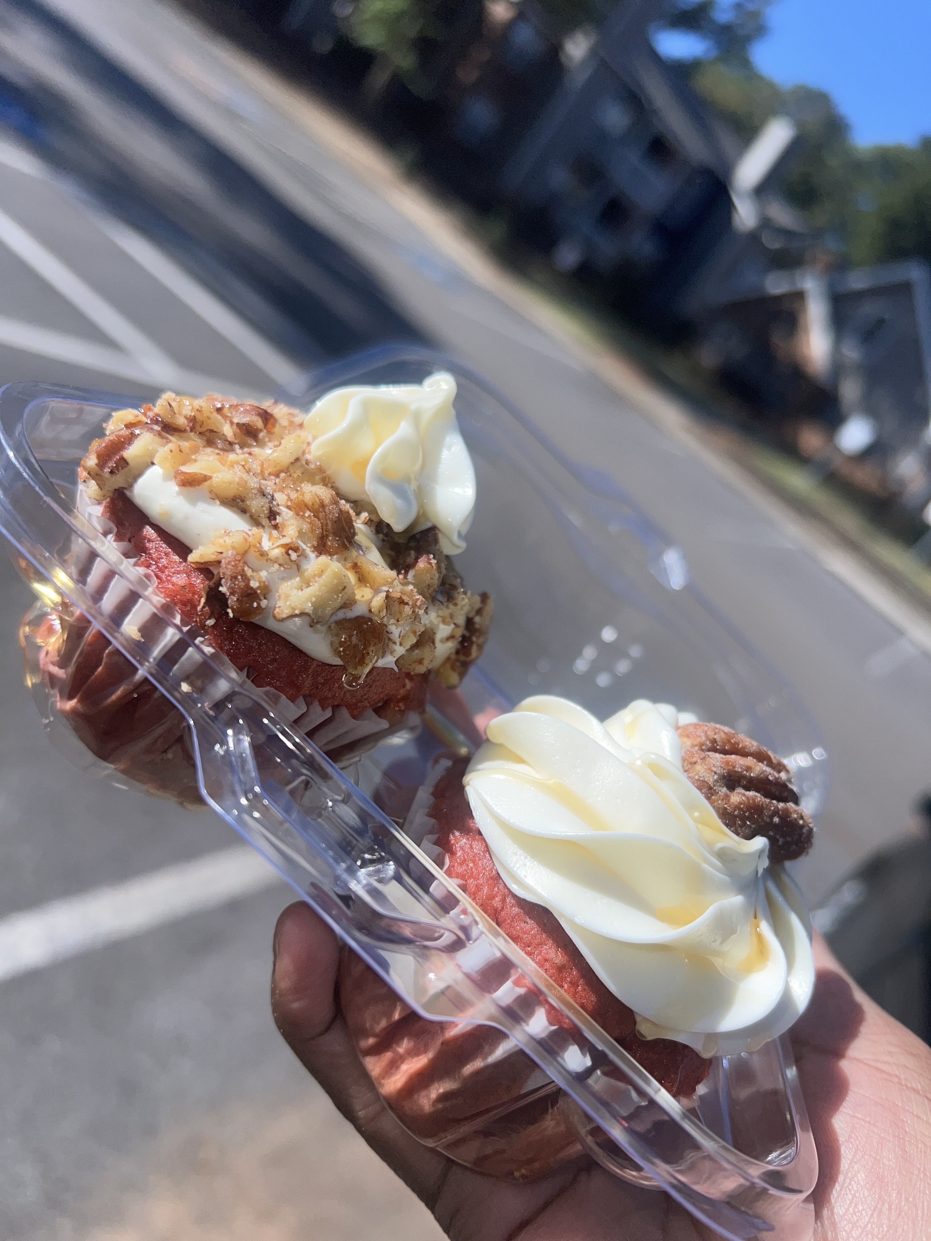 Red Velvet Honey Roasted Pecan Cupcakes