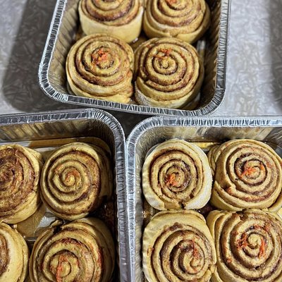 Carrot Cake Cinnamon Rolls W/ Brown Sugar Cream Cheese Frosting