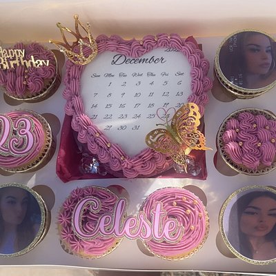 Heart Cake & 8 Cupcakes Bento Box