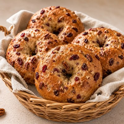 (4 Pack) Sourdough Cranberry Pecan Bagel 