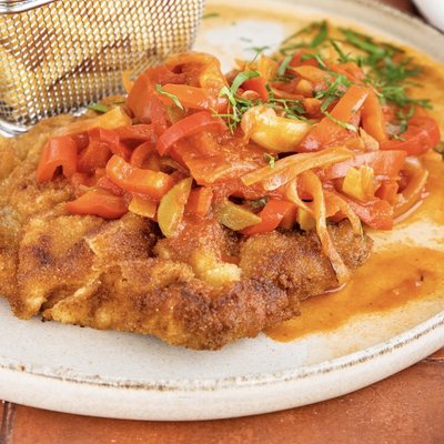 Zigeunerschnitzel mit Bratkartoffeln (serves 6)
