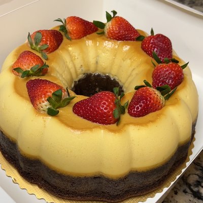 Choco Flan With Strawberries