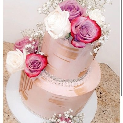 2 Tier Floral Cake (Medium 45-50 Servings)