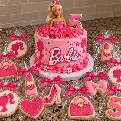 Barbie Doll Cake Celebration Cake With Cookies
