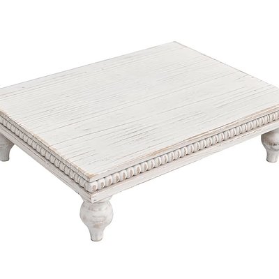 Wooden White Rectangular Sheet Cake Stand