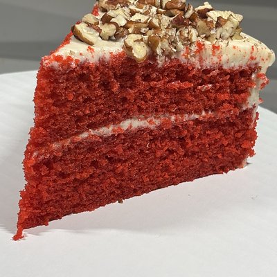 Red Velvet Cake Slice WITH PECANS